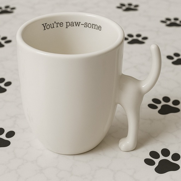 ”You’re Paw-Some” White Mug with Dog Tail Handle - Picture 1 of 5